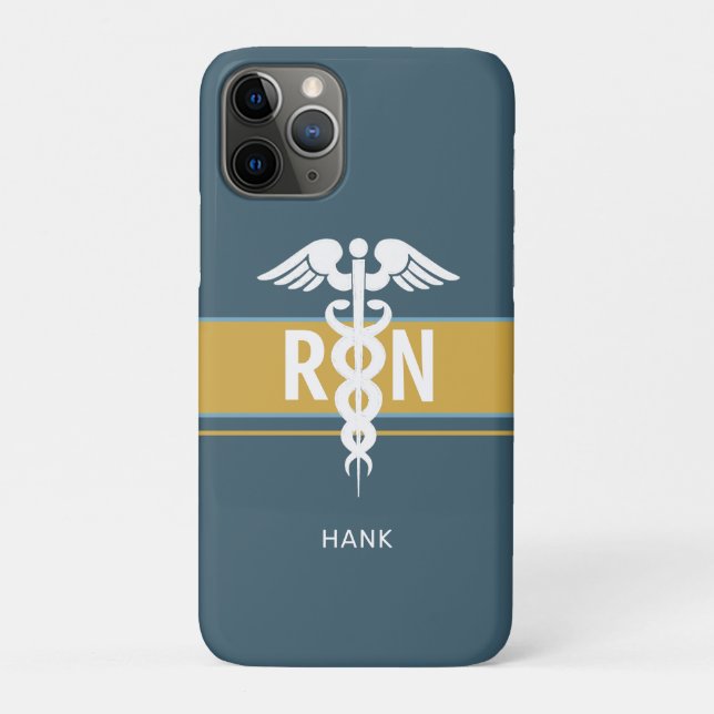 Männliche Krankenschwester RN Healthcare Blue Gold Case-Mate iPhone Hülle (Rückseite)