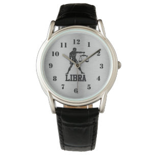 Männliche Kronenschützerin Libra Zodiac Leather Wa Armbanduhr