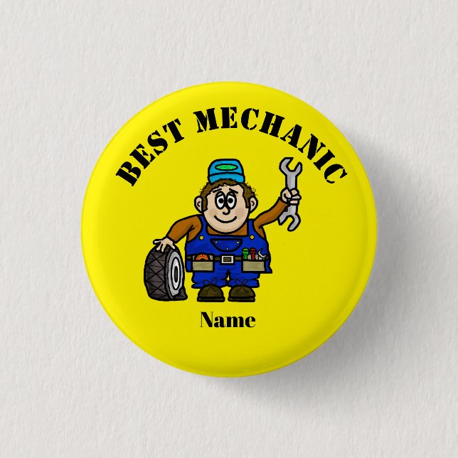Männliche Maschine mit Reif und Schraubenschlüssel Button (Vorderseite)