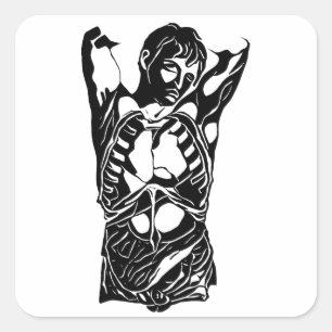 Männliche menschliche Anatomie abstrakte Kunst Quadratischer Aufkleber