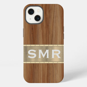 Männliche Metall Holz Optik Monogramm Initialen Et iPhone Hülle