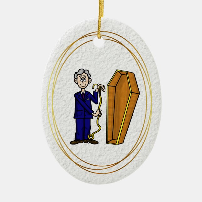 Männliche Mortician Measuring Coffin Ornament (Vorne)