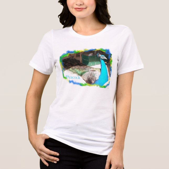 Männliche Pfauensonnenbaden Tri-Blend Shirt (Vorderseite)