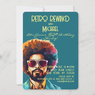 Männliche Retro Rewind 50. Geburtstag Shindig Part Einladung