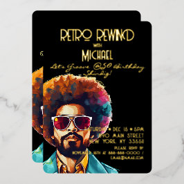 Männliche Retro Rewind 50. Geburtstag Shindig Part Folieneinladung
