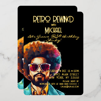 Männliche Retro Rewind 50. Geburtstag Shindig Part Folieneinladung