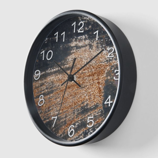 Männliche rustikale schwarze Patina-Textur Werksta Wanduhr (Winkel)