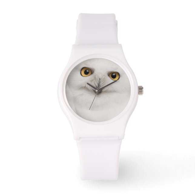 Männliche Schneekugel (Bubo scandiacus) ist eine g Armbanduhr (Vorderseite)