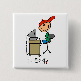 Männliche Stockfigur Web-Surfer Button