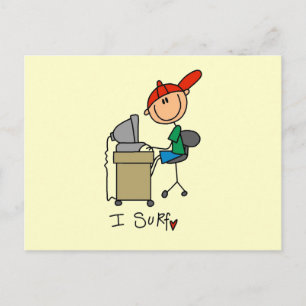 Männliche Stockfigur Web-Surfer Postkarte