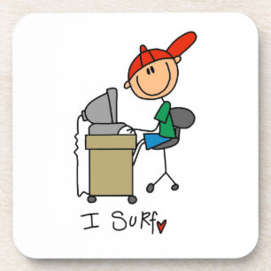 Männliche Stockfigur Web-Surfer Untersetzer
