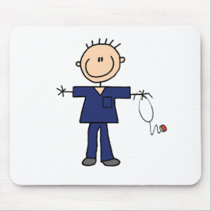 Männliche Strichmännchen-Krankenschwester - Blau Mousepad