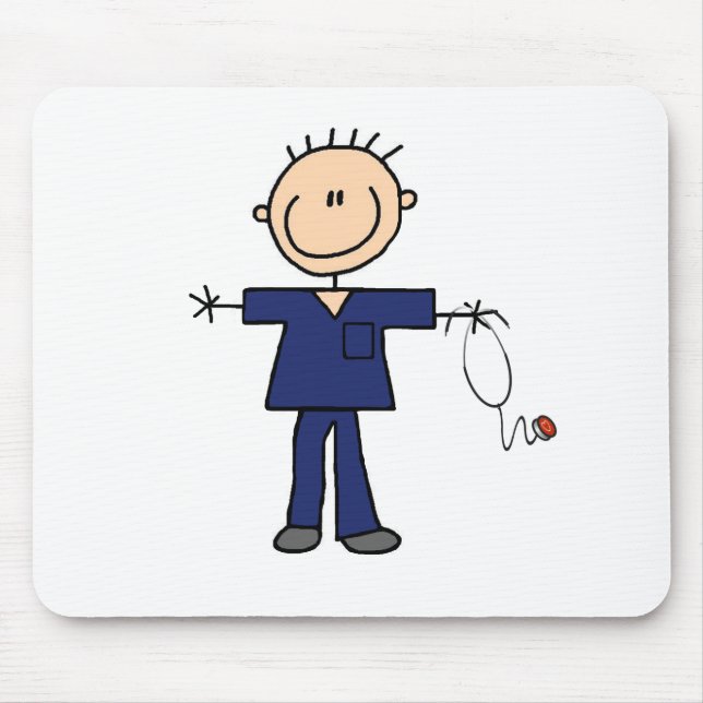 Männliche Strichmännchen-Krankenschwester - Blau Mousepad (Vorne)