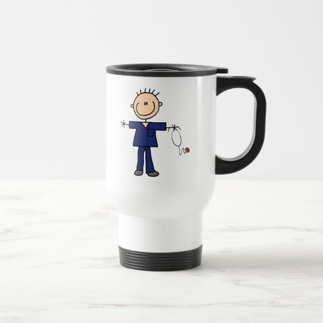 Männliche Strichmännchen-Krankenschwester - Blau Reisebecher (Rechts)
