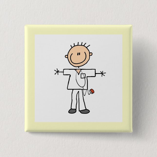 Männliche Strichmännchen-Krankenschwester Button (Vorderseite)