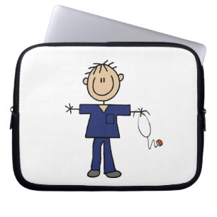 Männliche Strichmännchen-Krankenschwester mittelhe Laptopschutzhülle