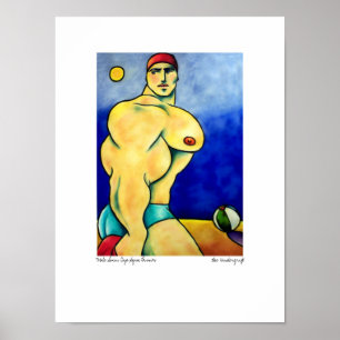 Männliche Swim Cap Aqua Trunks von Lee Vandergrift Poster