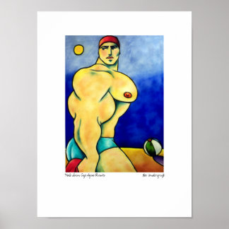 Männliche Swim Cap Aqua Trunks von Lee Vandergrift Poster