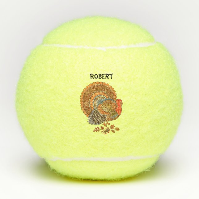 Männliche Türkei in Blätter Herbstfarben Fächert S Tennisbälle (Vorderseite)