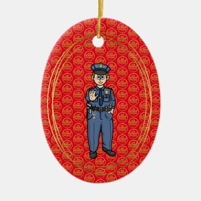 Männliche U.S. Border Patrol Agent Weihnachtsschmu Keramik Ornament (Vorne)