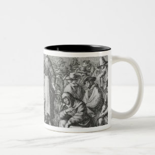 Männliche und weibliche Quäker an ihrer Zweifarbige Tasse
