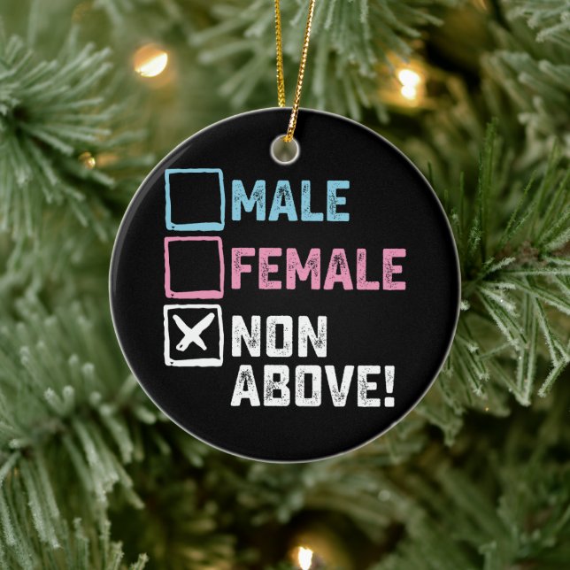 Männliche Weibchen oben nicht! Funny Transgender G Keramik Ornament (Baum)