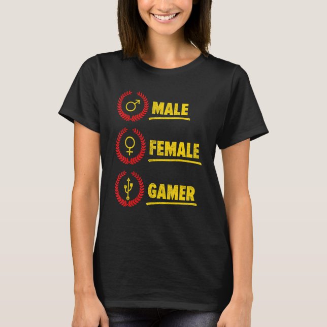 Männliche weibliche Gamer-Gamer Gaming PC-Konsole  T-Shirt (Vorderseite)