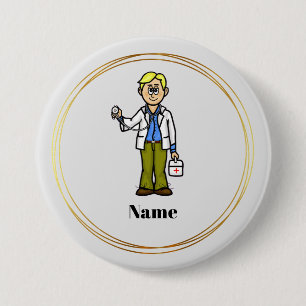 Männlicher Arzt mit Stethoscope Button