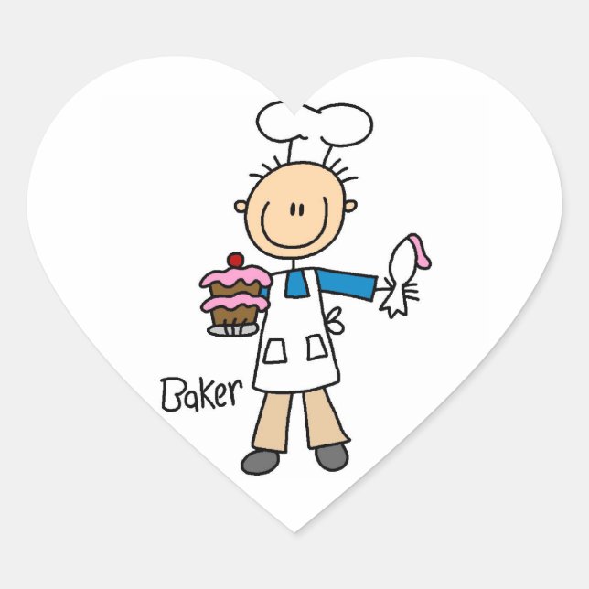 Männlicher Bäcker Herz-Aufkleber (Vorderseite)