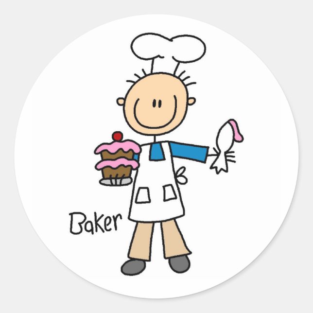 Männlicher Bäcker Runder Aufkleber (Vorderseite)