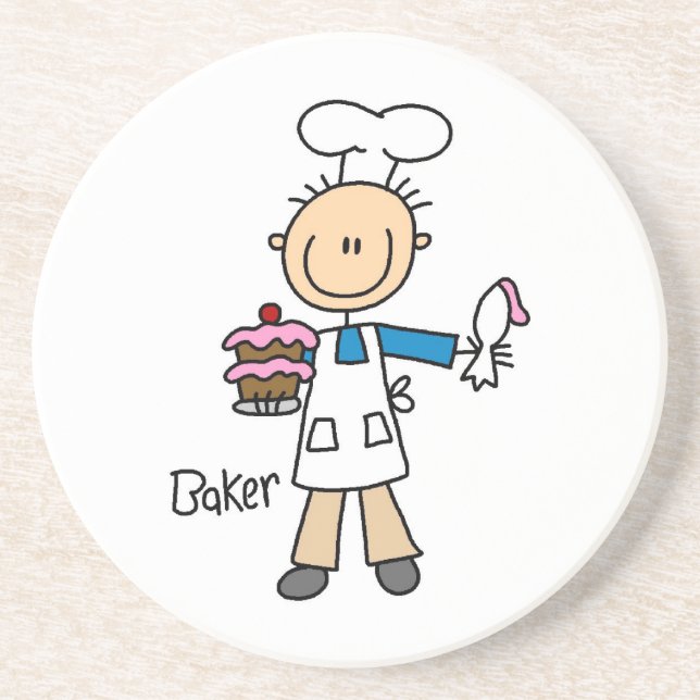 Männlicher Bäcker Sandstein Untersetzer (Vorne)