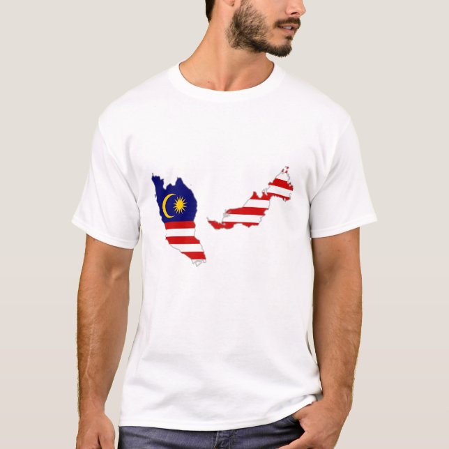 Männlicher Basic-T - Shirt mit malaysischer Flagge (Vorderseite)