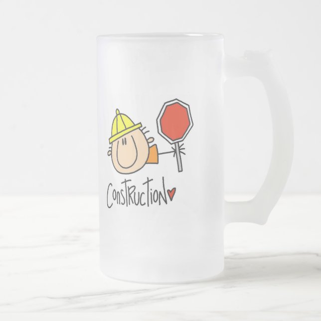 Männlicher Bauarbeiter Mattglas Bierglas (Rechts)