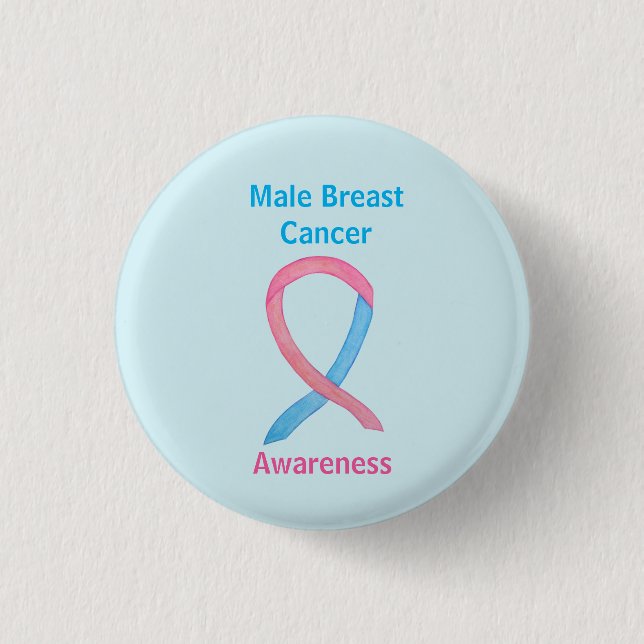 Männlicher Brustkrebs Blau und Rosa individuelle B Button (Vorderseite)