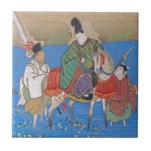 Männlicher Courtier am Horseback Crossing River ( Fliese