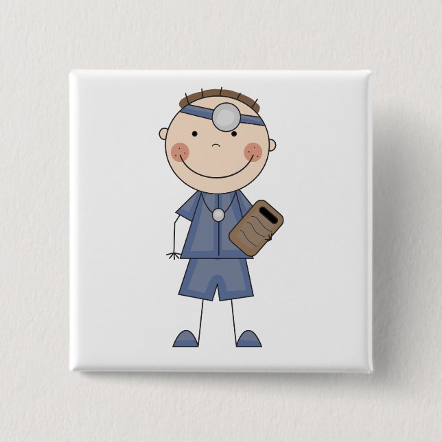 Männlicher Doktor T-shirts und Geschenke Button (Vorderseite)