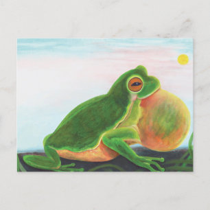Männlicher Frosch singt ein Lied, um einen Partner Postkarte