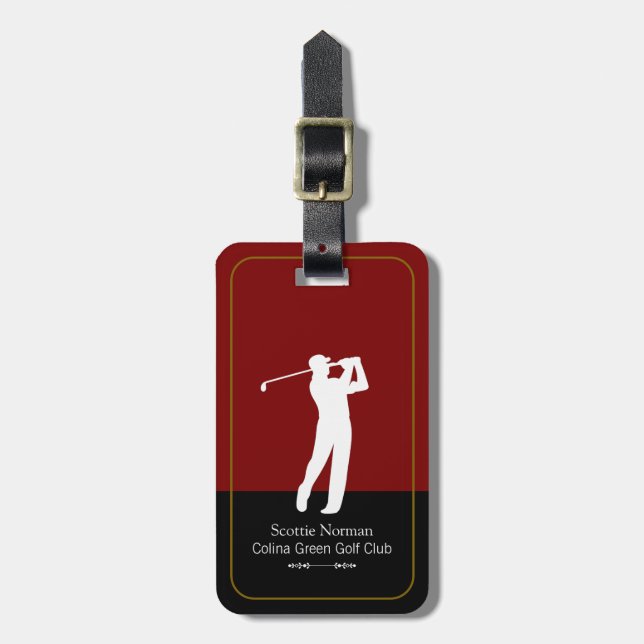 Männlicher Golfer Elegant Modern Gepäckanhänger (Vorderseite vertikal)