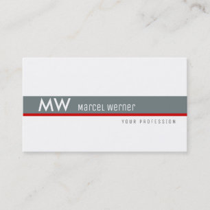 männlicher grauer und roter Streifen, mit Monogram Visitenkarte