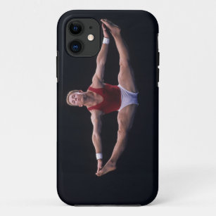 Männlicher Gymnast darstellend auf der Bodenübung iPhone 11 Hülle