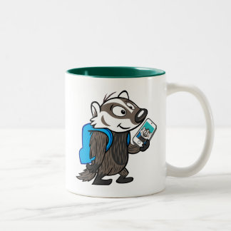 Männlicher Känguru-Dachs Selfie Ricky Waschbär-| Zweifarbige Tasse