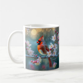 Männlicher Kardinal im Mondlicht Kirschblüten Kaffeetasse