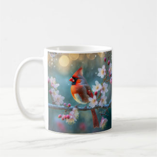 Männlicher Kardinal im Mondlicht Kirschblüten Kaffeetasse