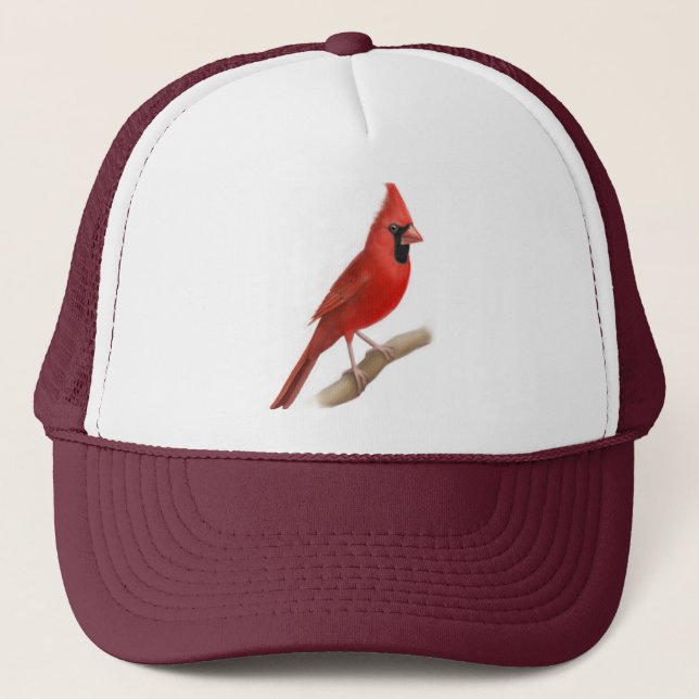 Männlicher Kardinals-roter Vogel-Maschen-Hut Truckerkappe (Vorderseite)