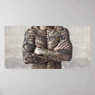 Männlicher Körper-Tätowierungs-Fotografie Poster