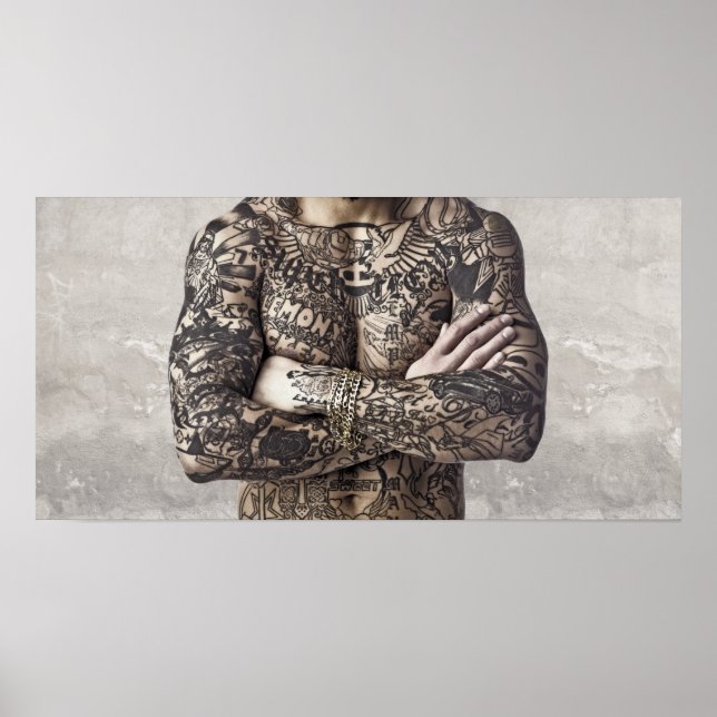 Männlicher Körper Tattoo Fotografie Poster (Vorne)