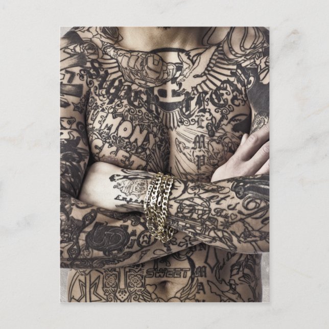 Männlicher Körper Tattoo Fotografie Postkarte (Vorderseite)