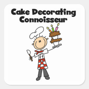 Männlicher Kuchen-Dekorations-Kenner Quadratischer Aufkleber