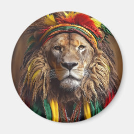 Männlicher Löwe in Rastafarian Outfit gekleidet Magnet