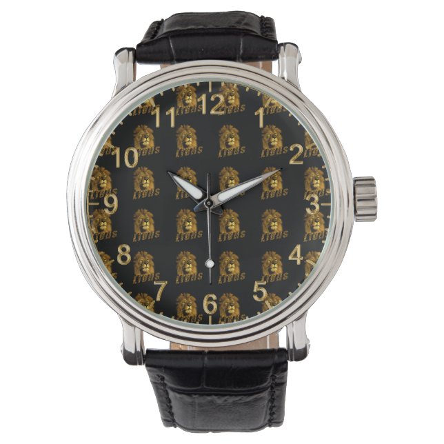 Männlicher Löwe mit Löwennamen, Armbanduhr (Vorderseite)